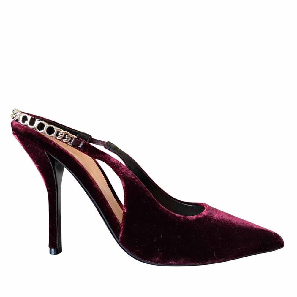 NEW Gucci Signoria Velvet Slingback Pumps Burgundy Heels Size EU 38 US 8 - Picture 9 of 16